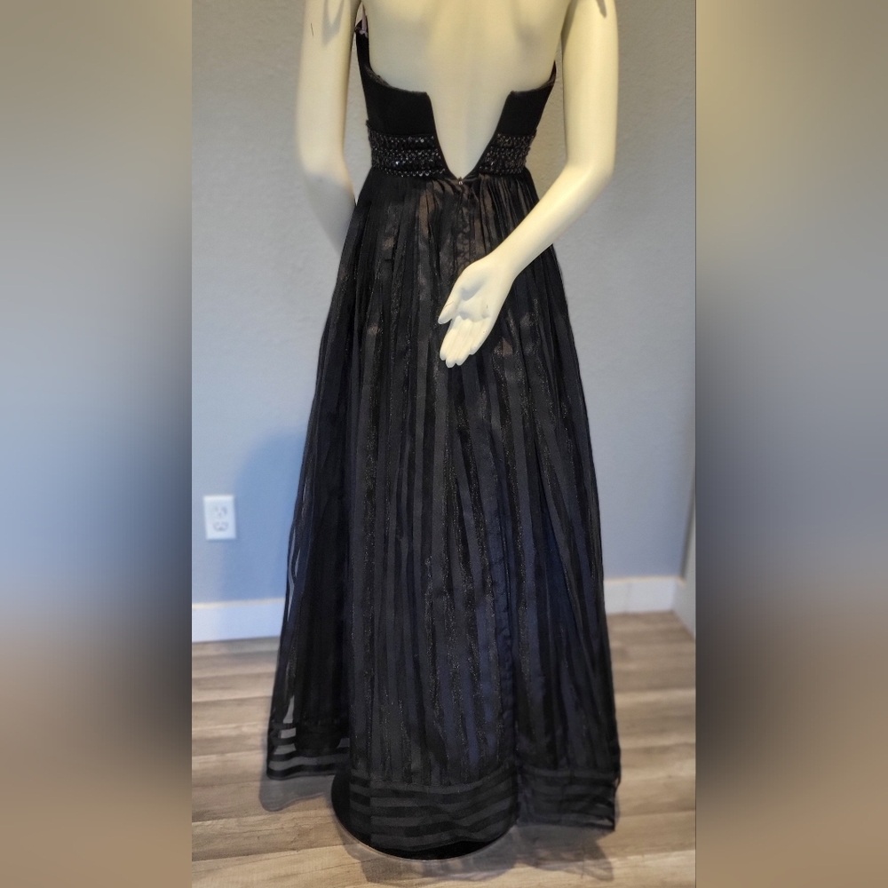Rachel Allan Black Strapless Gown With Corset And Bra 3 Layer Size 2 - Picture 12 of 16